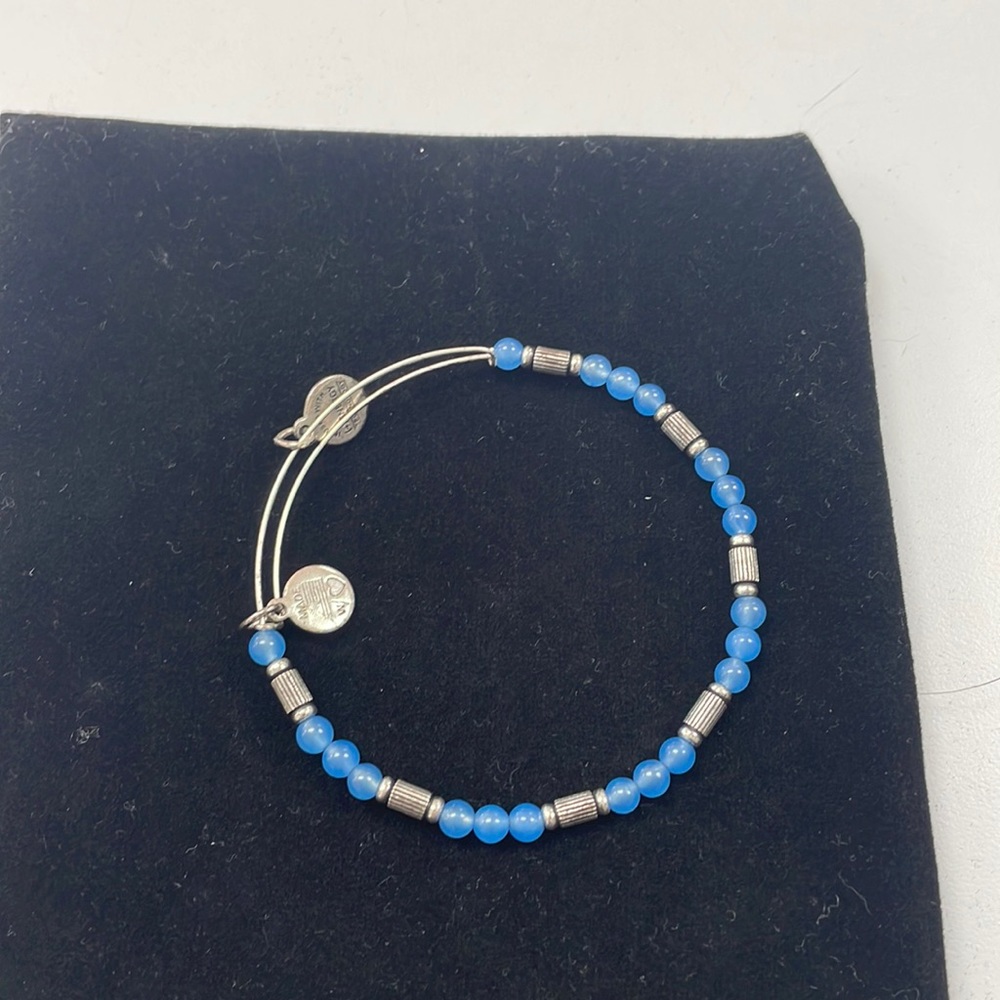 Alex & Ani Silver with Blue Beads Bracelet